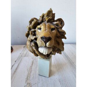 Spring Lion head bust statue figurine realistic unique vintage decor African uni